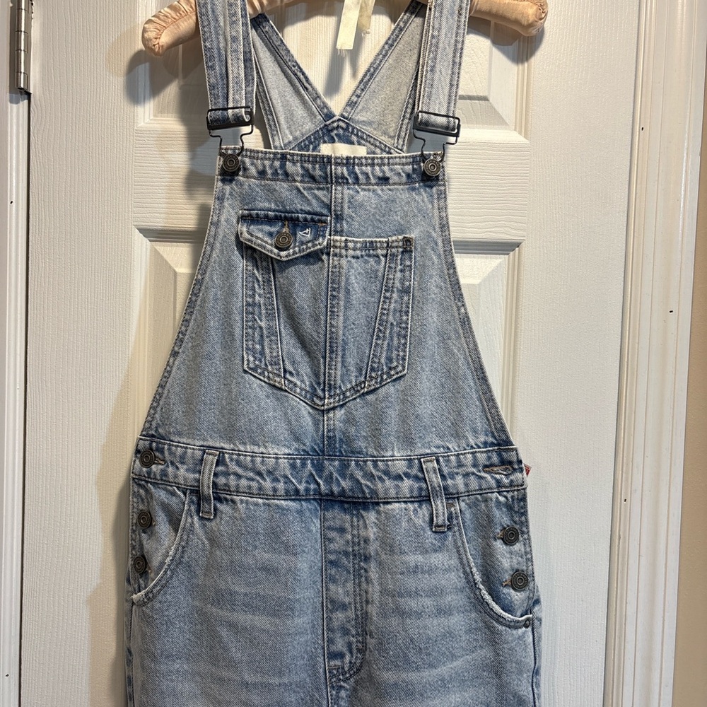 Light Wash Denim Overalls with Distressed Knees - Picture 8 of 8
